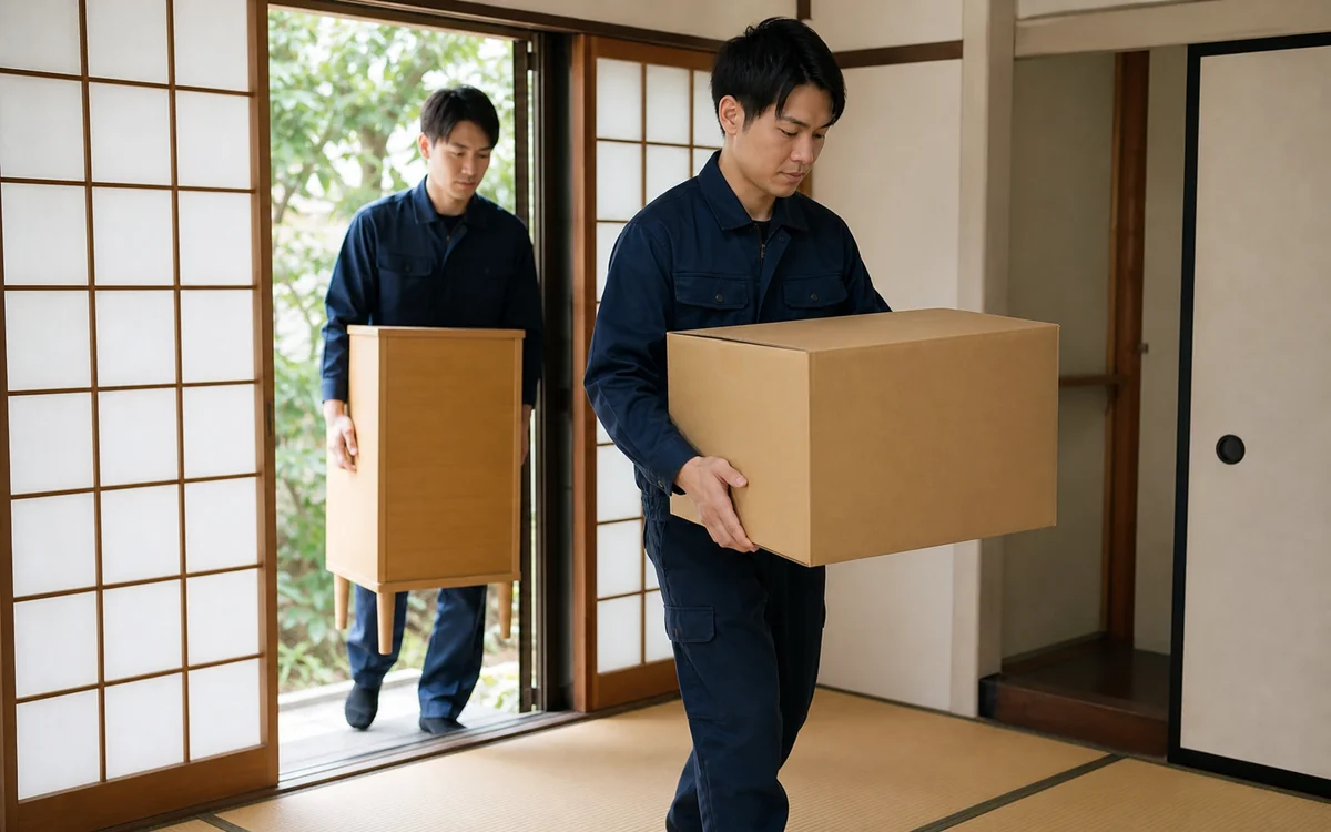 お客様のお宅から家財を運び出す高く買取るゾウのスタッフ